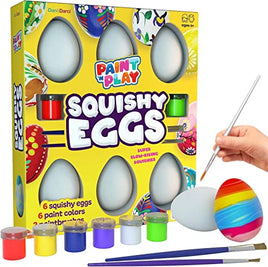 Egg Squishy Painting Kit - Arts and Crafts for Girls and Boys - Kids Easter Art Activities - Craft Gift for Kids Ages 4 5 6 7 8 9 10 Year Old Girls - Paint 6 Slow Rising Squishies